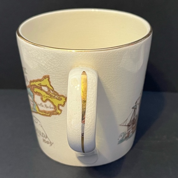 Vintage Sandland Ware Bermuda Map Mug and Tray Set Made England places & ships - Picture 9 of 13